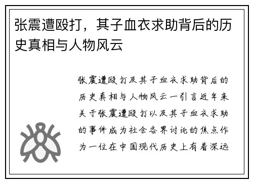 张震遭殴打，其子血衣求助背后的历史真相与人物风云