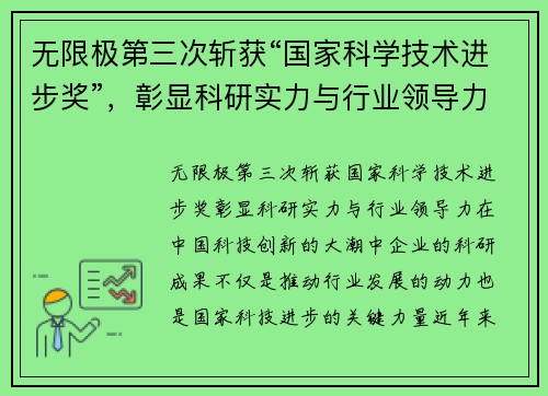 无限极第三次斩获“国家科学技术进步奖”，彰显科研实力与行业领导力