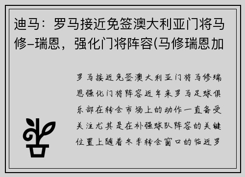 迪马：罗马接近免签澳大利亚门将马修-瑞恩，强化门将阵容(马修瑞恩加盟阿森纳)